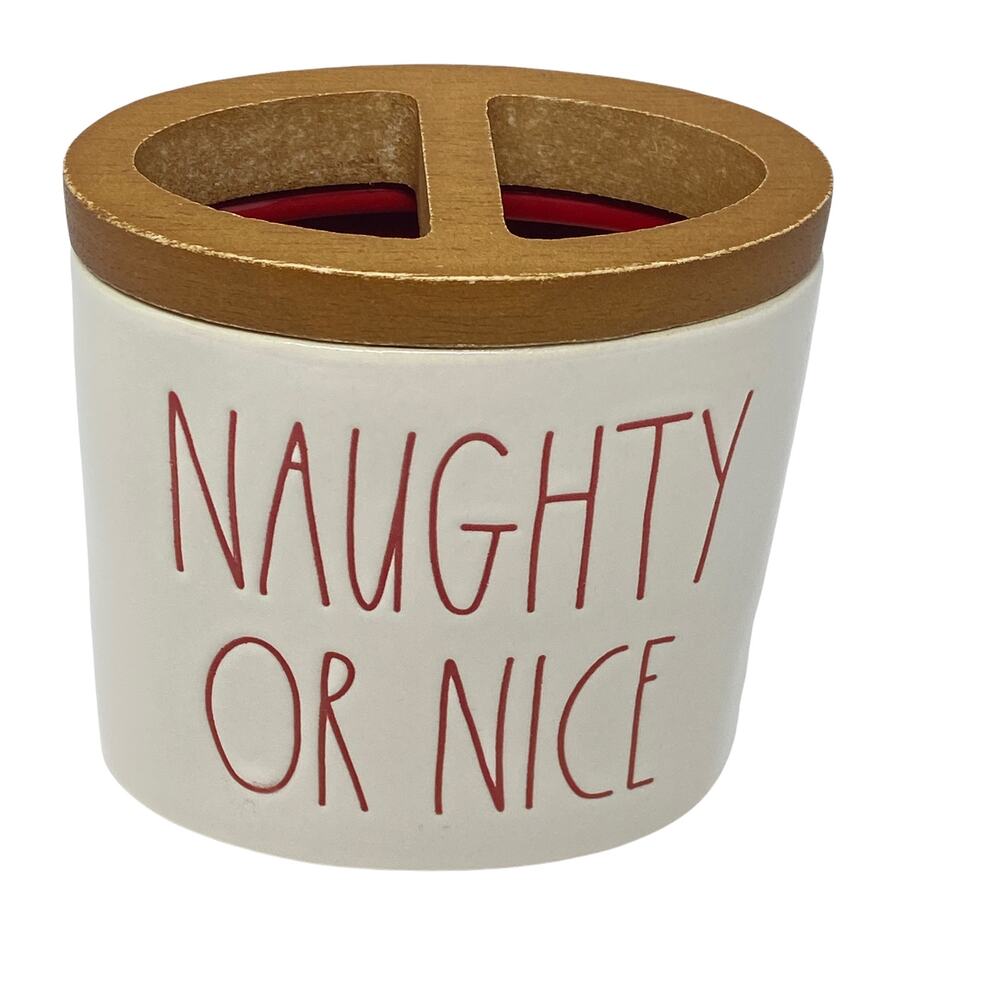 Rae Dunn‎ Christmas Farmhouse 4 X 4  Naughty Or Nice Ceramic Toothbrush Holder